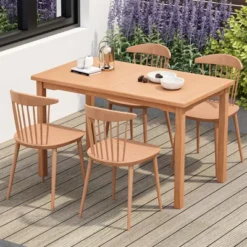 Costway Patio Rectangle Dining Table Teak Wood Spacious Slatted Tabletop Outdoor Up To 6 -VIDAXL Sale Store GUEST 4862b43f ede1 4f01 87ef 9b925e421083