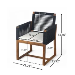 Set Of 2 Acacia Wood Patio Chairs With Handwoven Rope Back And Arms, Outdoor Dining Chairs With Water-Resistant Cushions - Christopher Knight Home -VIDAXL Sale Store GUEST 489c695c 45e3 44af b758 d2230f549399