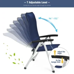 Tangkula 4PCS Outdoor Patio Folding Dining Chairs With Reclining Backrest And Headrest Navy -VIDAXL Sale Store GUEST 493aa659 09d4 42d5 86e7 5b80206b77d4