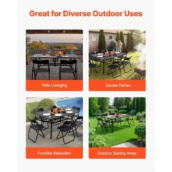 VEVOR Outdoor Patio Dining Table, 59 Inch Long Rectangular Metal Steel Slat Backyard Bistro Tables For 4-6, With 1.5 In Umbrella Hole, Black -VIDAXL Sale Store GUEST 49e21c07 4a53 47f7 a60c 76951fd8d849