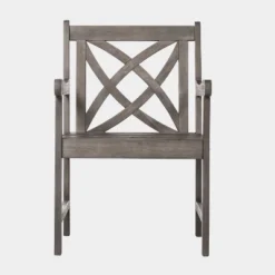 Vifah 5pc Renaissance Acacia Outdoor Patio Dining Set With Stacking Chairs Gray