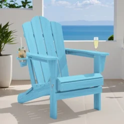 HYLEORY HDPE Folding Adirondack Chair With 2 Cup Holder - Composite Adirondack Chair -VIDAXL Sale Store GUEST 4a809f70 d15c 4a86 acb7 e2966e61301b