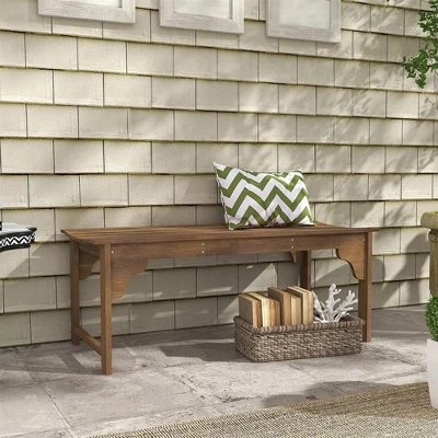 Resenkos Garden Bench, Patio Bench,Slatted Wooden Garden Bench, Curved Seat Front Porch Bench, Teak 2 Resenkos Garden Bench, Patio Bench,Slatted Wooden Garden Bench, Curved Seat Front Porch Bench, Teak - Image 2