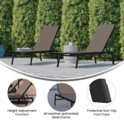 Emma And Oliver Set Of 2 Textilene Adjustable 5 Position Patio Chaise Lounge And Metal Frame -VIDAXL Sale Store GUEST 4c76c445 3f56 44d2 9545 a8b4c2e0f634