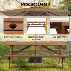 Wooden Picnic Table,Outdoor Camping Dining Table With 2 Seats,2 Built-in Benches,Patio Dining Set -Maison Boucle -VIDAXL Sale Store GUEST 4c880fee 8ca3 4c16 8d41 c71a76d2fc43