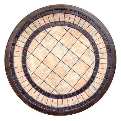 Tile Top Round Outdoor Table - Bronze - WELLFOR 4 Tile Top Round Outdoor Table - Bronze - WELLFOR - Image 4