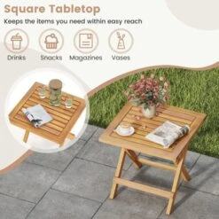 Tangkula Outdoor Folding Side Table Acacia Wood End Table Square Patio Bistro Table -VIDAXL Sale Store GUEST 4e299c11 4dab 46a5 9f62 3a19c1cef197