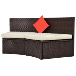 4pc Wicker Half-Moon Patio Set With Cushions - Brown/Beige - GODEER -VIDAXL Sale Store GUEST 4e2a17ea 2a28 4bf6 807d c1d9cd16b03e