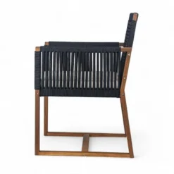 Set Of 2 Acacia Wood Patio Chairs With Handwoven Rope Back And Arms, Outdoor Dining Chairs With Water-Resistant Cushions - Christopher Knight Home -VIDAXL Sale Store GUEST 4e9484ee f2c4 4006 bc2b 6d7d892610f8