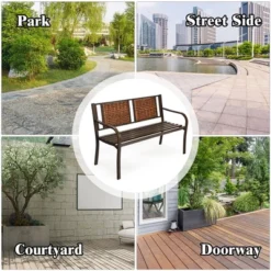 Costway Patio Garden Bench Steel Frame Rattan Backrest Park Yard Outdoor Porch Furniture 12 Costway Patio Garden Bench Steel Frame Rattan Backrest Park Yard Outdoor Porch Furniture -VIDAXL Sale Store GUEST 4ea791cf ac34 4446 91c8 9dcd3acbad84