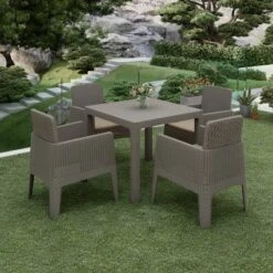 Lucca 5pc Dining Set With Cushions - Gray/Beige - DUKAP -VIDAXL Sale Store GUEST 50c0e6c0 cf88 48ee b601 5ef4377816e5