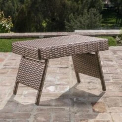 Faux Rattan Outdoor End Table, 24" Wide Wicker Accent Table For Patio Or Garden Use, Patio End Table, Outdoor Side Table -Christopher Knight Home -VIDAXL Sale Store GUEST 51bc0d9f f31f 40de 9db0 d449e74c9de9