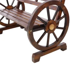 Dexmalle Brown Patio Wooden Wagon Wheel Bench -VIDAXL Sale Store GUEST 5204c197 4ca5 411e 85ba 07e53acfe9ce
