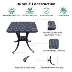 NicBex Modern 21" Square Outdoor Side End Table With Storage,Patio Aluminum Outdoor Patio Coffee Table For Garden,Poolside -VIDAXL Sale Store GUEST 52dfaec7 2056 4337 899e 8efe6b57c277