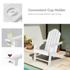 Tangkula Patio 3PCS Adirondack Chair Side Table Set Outdoor Chair Set With End Table Weather Resistant Cup Holder For Backyard Garden White -VIDAXL Sale Store GUEST 5304c282 f0e2 4f49 85e7 935a558d71d7