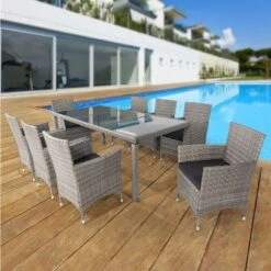 Isabel 9-Piece All-Weather PE Wicker Patio Dining Set, Outdoor Furniture With Dinnig Table - Maison Boucle -VIDAXL Sale Store GUEST 53a5cf1a 09fa 4c1e a4fc 933c1c661ecc