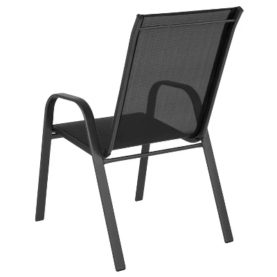 Emma And Oliver 4 Pack Outdoor Stack Chair With Flex Comfort Material - Patio Stack Chair 9 Emma And Oliver 4 Pack Outdoor Stack Chair With Flex Comfort Material - Patio Stack Chair - Image 9