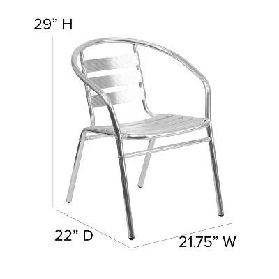 Emma And Oliver Aluminum Indoor-Outdoor Stack Chair With Triple Slat Back And Arms 3 Emma And Oliver Aluminum Indoor-Outdoor Stack Chair With Triple Slat Back And Arms - Image 3