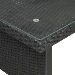 6pc Wicker Patio Conversation Set With Glass Table Ottomans & Cushions - Black/Dark Gray - GODEER -VIDAXL Sale Store GUEST 562def2d afaf 4366 86e0 33c1e6d40137