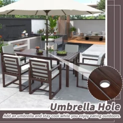 7pcs Patio Dining Set, Outdoor Acacia Wood Dining Table And Chair Set With Removable Cushions For Patio, Backyard, Garden -ModernLuxe -VIDAXL Sale Store GUEST 566d8a42 1a77 4fa2 ba4c 70cc960b6a72