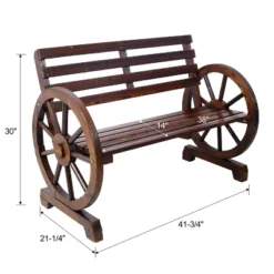 Dexmalle Brown Patio Wooden Wagon Wheel Bench -VIDAXL Sale Store GUEST 56b04884 4ada 4828 9e39 0ed100a72829