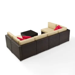Sea Island 7pc Outdoor Wicker Sectional Set - Sand - Crosley -VIDAXL Sale Store GUEST 57213481 20a2 4a92 a032 ddcec15d8d36