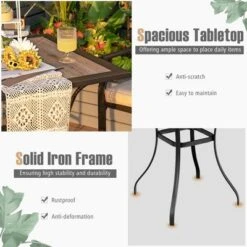 Costway Patio Square Bar Table Wood-Like Tabletop Metal Frame Garden Backyard -VIDAXL Sale Store GUEST 58ba718d 426a 453b 9fe9 e72f4d996a5e