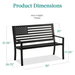Best Choice Products Indoor Outdoor Steel Garden Bench W/ American Flag Backrest, 790lb Capacity -VIDAXL Sale Store GUEST 5938d3ef 1560 4fb1 bf5d cd3885b2420f