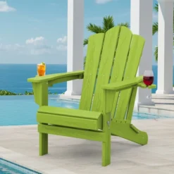 HYLEORY HDPE Folding Adirondack Chair With 2 Cup Holder - Composite Adirondack Chair -VIDAXL Sale Store GUEST 59740a28 dbcd 42c1 944d d3d8cf814444