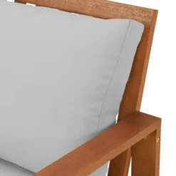 Weston Eucalyptus Wood Patio Chair With Cushions - Natural/Gray - Alaterre Furniture -VIDAXL Sale Store GUEST 5a457326 8ae5 4212 9b7e ca3c020cd550