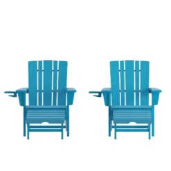 Emma And Oliver Set Of 2 Adirondack Chairs With Cup Holders And Pull Out Ottoman, All-Weather HDPE Indoor/Outdoor Lounge Chairs -VIDAXL Sale Store GUEST 5a7fe975 9702 4278 9a10 9e926bdbb535