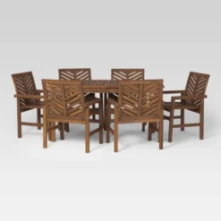 Featured Products 9 7pc Slatted Chevron Acacia Patio Dining Set - Saracina Home