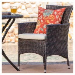 Malaga 3pc All-Weather Wicker Patio Bistro Set - Brown - Christopher Knight Home -VIDAXL Sale Store GUEST 5bd51b71 a9a6 4a24 b27f 1c6abe1770b8