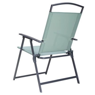 5pc Outdoor Steel Dining Set With Folding Chairs & Square Glass Table Top Green - Crestlive Products 5 5pc Outdoor Steel Dining Set With Folding Chairs & Square Glass Table Top Green - Crestlive Products - Image 5