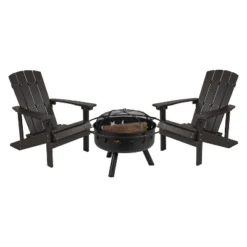 Merrick Lane Ayala 3 Piece Outdoor Leisure Set With Set Of 2 Poly Resin Adirondack Chairs And Star And Moon Iron Fire Pit -VIDAXL Sale Store GUEST 5caed6f9 ec39 4ccb 92f0 25466a7e3ed4