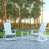 Emma And Oliver Set Of 2 Classic All-Weather Poly Resin Rocking Adirondack Chairs In White With Matching Side Table For Year Round Use -VIDAXL Sale Store GUEST 5cc59761 2615 4337 a877 9d43e5091ea7