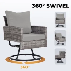 3-Piece Wicker Patio Furniture Set, Rattan Swivel Chairs With Coffee Table, Outdoor Seating For Porch, Balcony, Or Garden –Wicker With Cushions -VIDAXL Sale Store GUEST 5cf3d35f 9bc0 40b2 9fae 91bcd773cb41