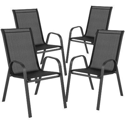 Emma And Oliver 4 Pack Outdoor Stack Chair With Flex Comfort Material - Patio Stack Chair 12 Emma And Oliver 4 Pack Outdoor Stack Chair With Flex Comfort Material - Patio Stack Chair - Image 12