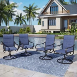 Captiva Designs 8pc Patio Dining Set With Rectangular Steel Table & Padded Sling Swivel Chairs & Market Umbrella -VIDAXL Sale Store GUEST 5e302558 79d6 4288 a48b 91a7af3b1c91