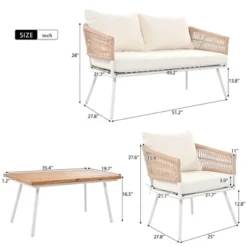 GlasFlength Patio Seating Sets, Transform Outdoor Space With Comfort And Relax In Style, Premium Outdoor Lounge Sets, Beige, 51.2"*27.8"*28" -VIDAXL Sale Store GUEST 5e5607be 40c3 4f54 a1f1 98053a10bb13