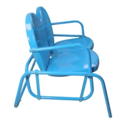 Northlight 2-Person Outdoor Retro Metal Tulip Double Glider Patio Chair, Turquoise Blue -VIDAXL Sale Store GUEST 5f471174 e030 4ea3 b5a9 d03f0168435e