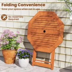 Costway 1/2 PCS Outdoor Patio Folding Wood Dining Table For 4 With 2" Umbrella Hole For Garden -VIDAXL Sale Store GUEST 5faa35ca dbe8 49e9 a8a5 34d93f714e69