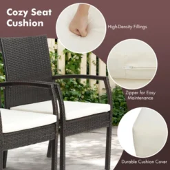 Costway 5PCS Patio Dining Set Cushion Armchairs Acacia Wood Table With Umbrella Hole -VIDAXL Sale Store GUEST 60527d06 ddbc 4b5d 81da 636a2f6236fb