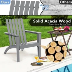 Costway 2PCS Patio Adirondack Chair Side Table Set Solid Wood Garden Deck Grey -VIDAXL Sale Store GUEST 60650001 cfd8 4c9f 92d1 4212eaad5924