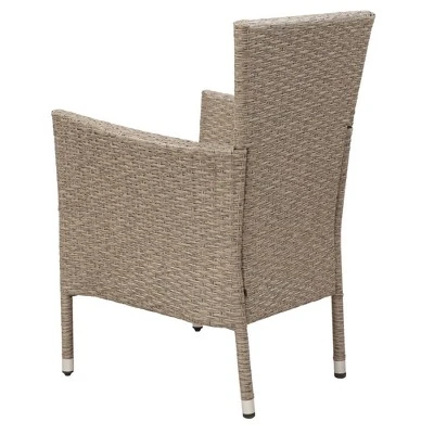 7pc Wicker Outdoor Dining Set With Cushions - Beige - GODEER 5 7pc Wicker Outdoor Dining Set With Cushions - Beige - GODEER - Image 5