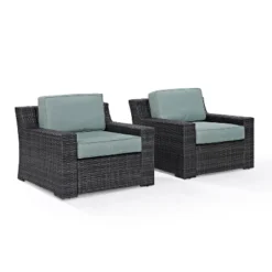 2pk Beaufort Outdoor Steel Arm Chairs Mist/Brown - Crosley -VIDAXL Sale Store GUEST 60f6a5e9 4f0d 4713 9f4e bce3a7cceb76