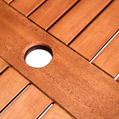 Azen Dylan Rectangular Coastal Eucalyptus Hardwood Patio Dining Table Red Brown 5 Azen Dylan Rectangular Coastal Eucalyptus Hardwood Patio Dining Table Red Brown - Image 5