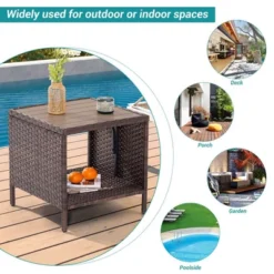 Sonkuki Outdoor Patio Furniture, Square PE Rattan Wicker Side Table With Storage Shelf 13 Sonkuki Outdoor Patio Furniture, Square PE Rattan Wicker Side Table With Storage Shelf -VIDAXL Sale Store GUEST 625aac34 1c09 40ee 8f30 44d4dae922c1