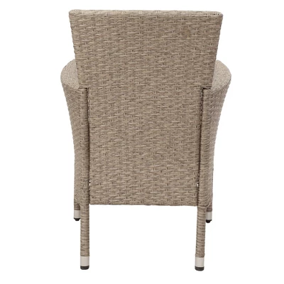 7pc Wicker Outdoor Dining Set With Cushions - Beige - GODEER 6 7pc Wicker Outdoor Dining Set With Cushions - Beige - GODEER - Image 6