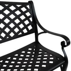 Sunnydaze Decor Sunnydaze 2-Person Checkered Design Cast Aluminum Outdoor Patio Bench, Black -VIDAXL Sale Store GUEST 62bc2284 3950 431b a895 206ec5b5c92e